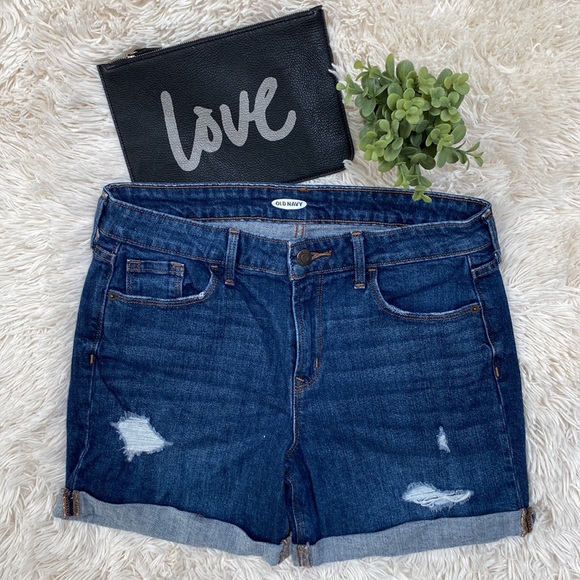 Old Navy Mid Rise Jean Shorts 💗 Dark Wash - Picture 1 of 13